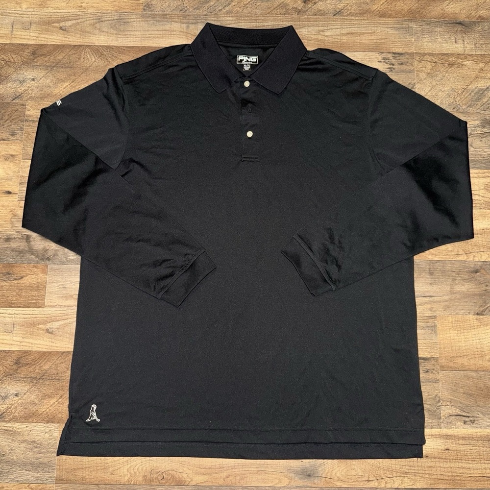 PING Performance Long Sleeve Black Button T Shirt Size XL